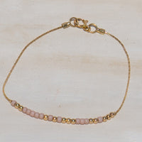 Gold and Color Bead Morse Code Bracelet