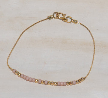 Gold and Color Bead Morse Code Bracelet