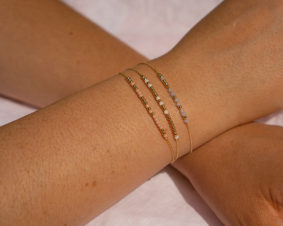 Gold and Color Bead Morse Code Bracelet