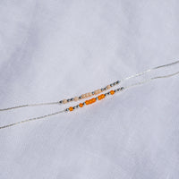 Silver and Color Bead Morse Code Necklace