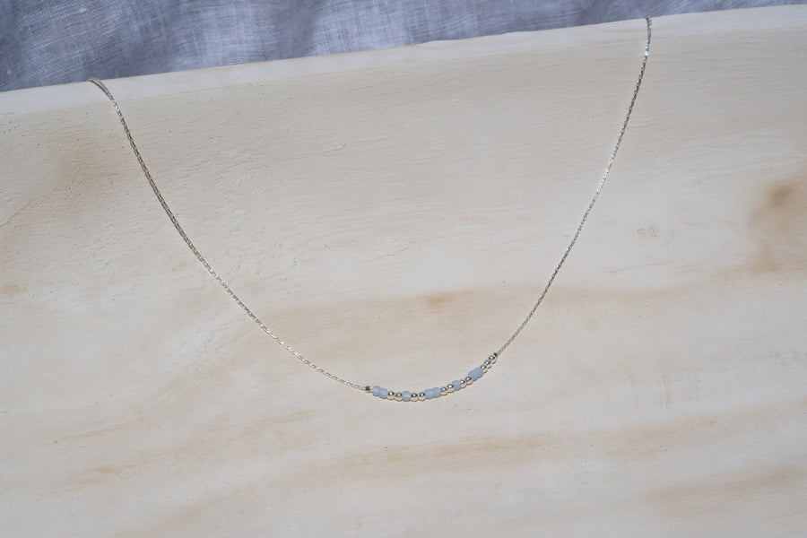 Silver and Color Bead Morse Code Necklace