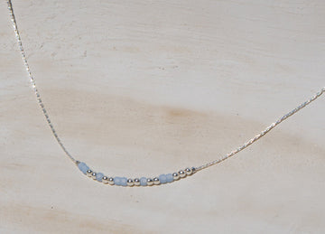 Silver and Color Bead Morse Code Necklace