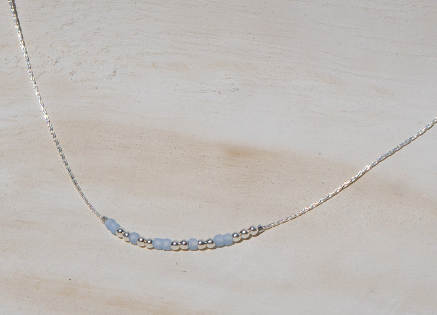 Silver and Color Bead Morse Code Necklace