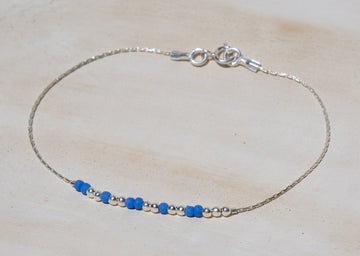 Silver and Color Bead Morse Code Bracelet