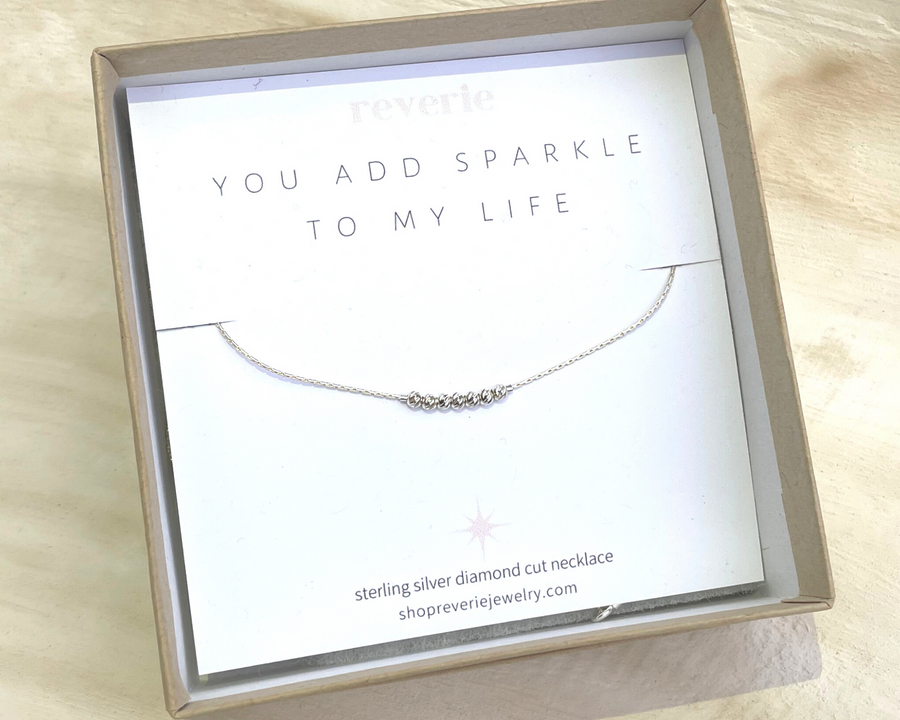 Silver Dainty Diamond Cut Necklace