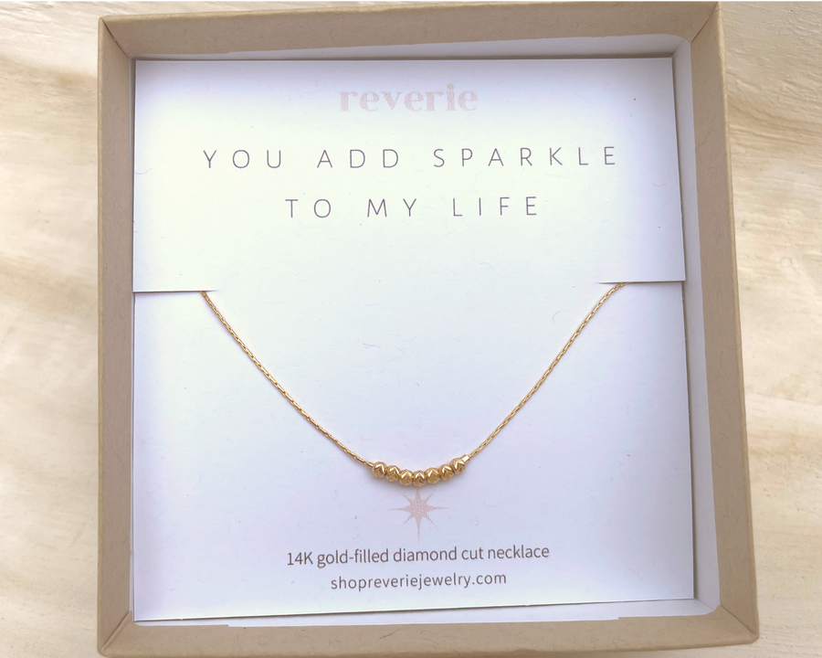 Gold Dainty Diamond Cut Necklace